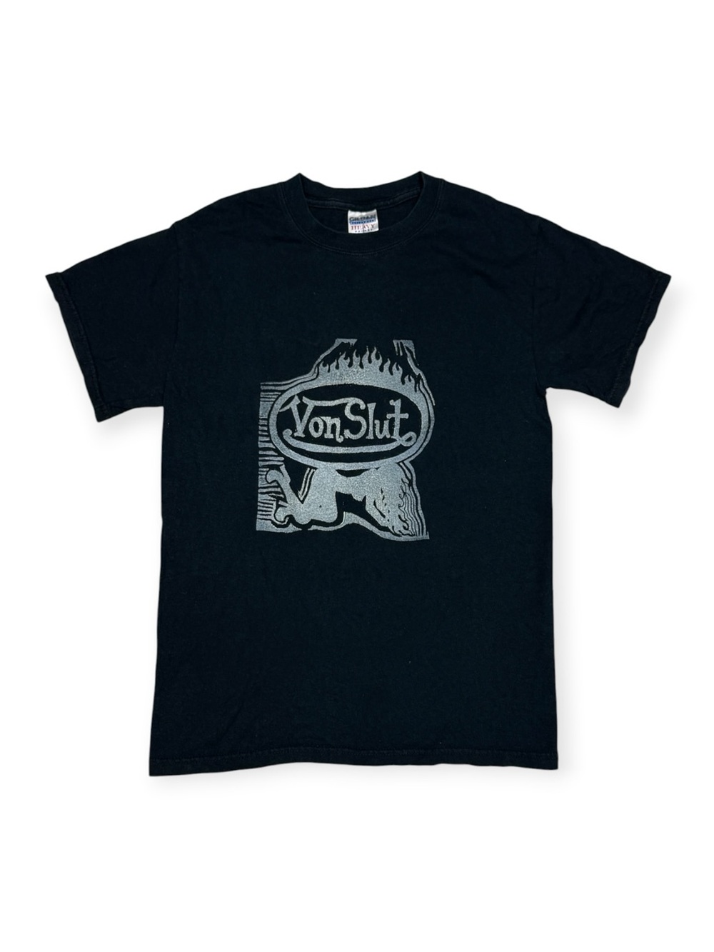 Von Dutch Von S__t diy Y2K black cotton t-shirt